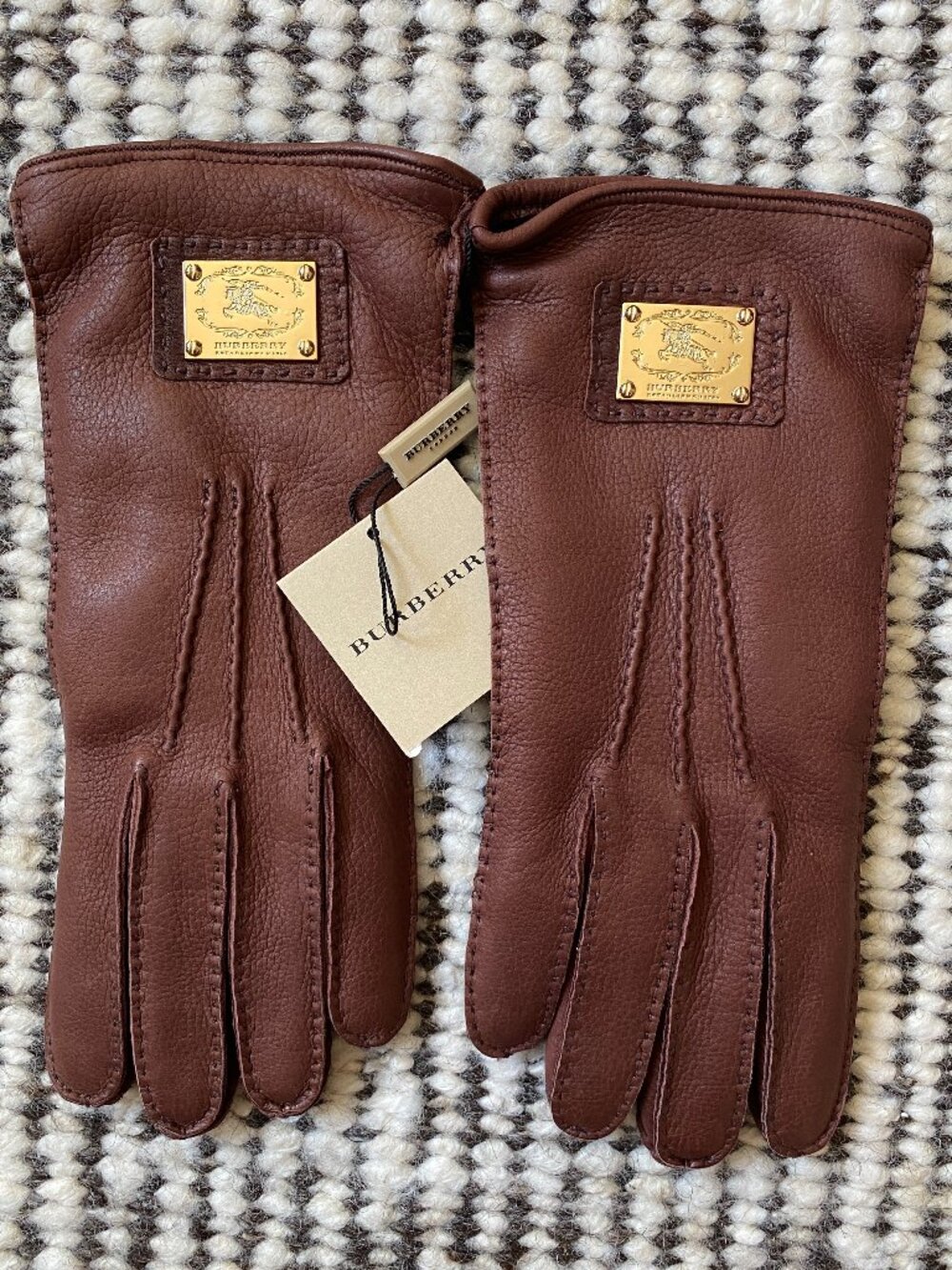 NWT Vintage Burberry Deerskin Gloves Cashmere Lined - Size 7.5/M